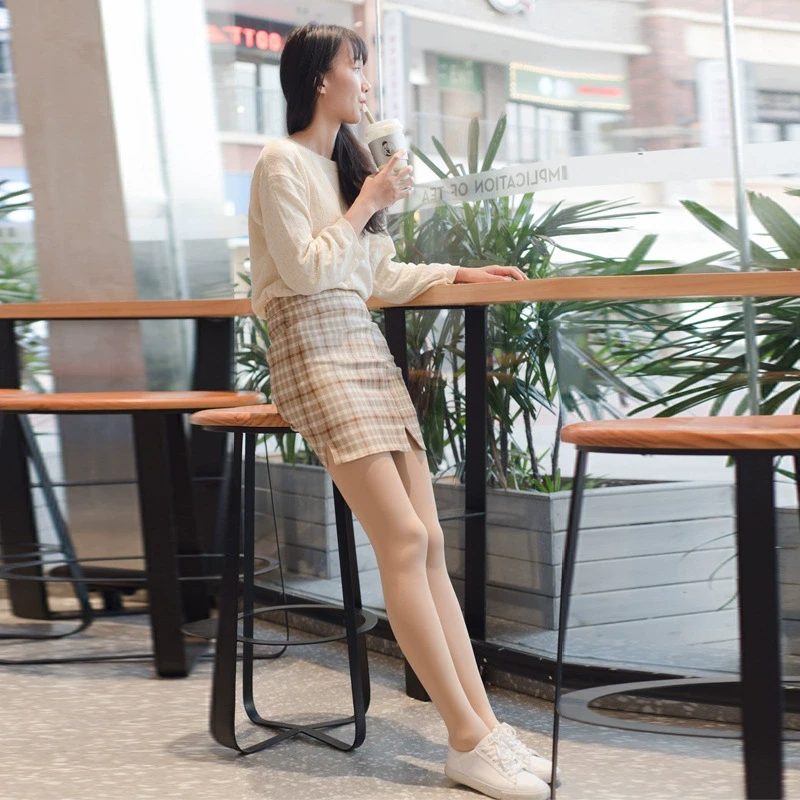 连裤袜双层纽扣款光腿袜秋冬加绒加厚连袜踩脚打底袜自然逼真裸感