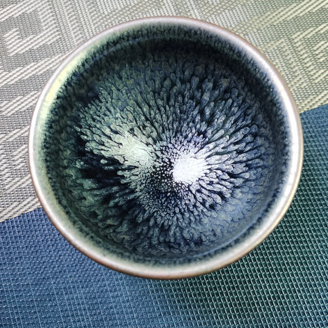 窑变百花纹理纯手工建盏主人杯高端功夫茶具品茗杯