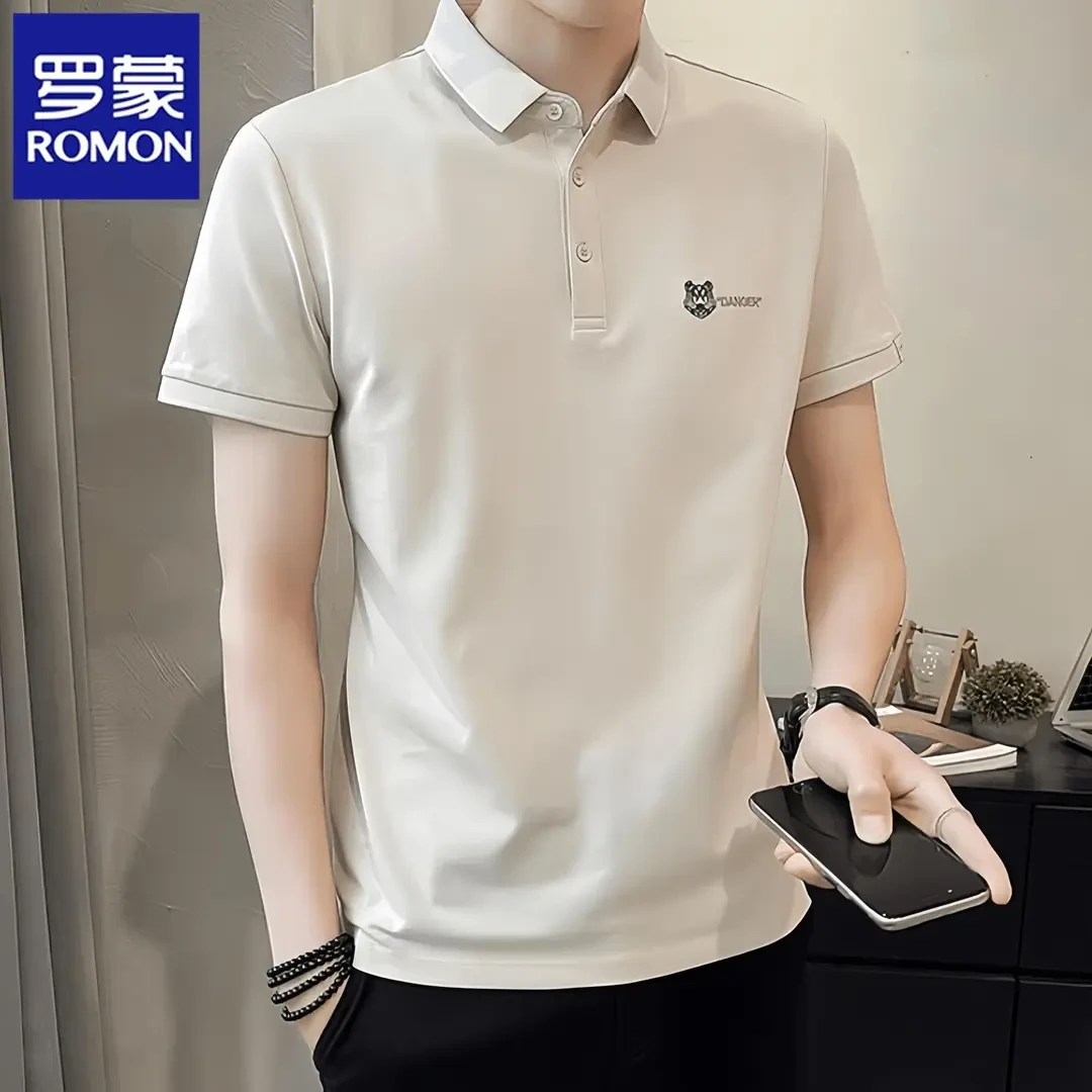 Romon/罗蒙高端Polo衫男士夏季薄款商务休闲百搭翻领短袖T恤修身t