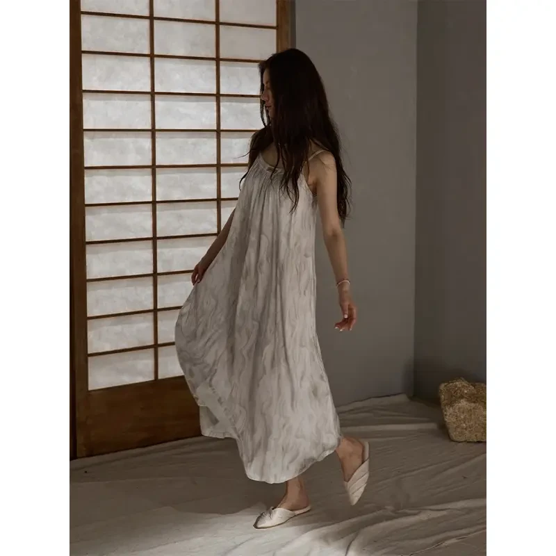 安佰芬睡裙女夏季新款带胸垫凉感家居服可外穿吊带女士可外穿睡衣