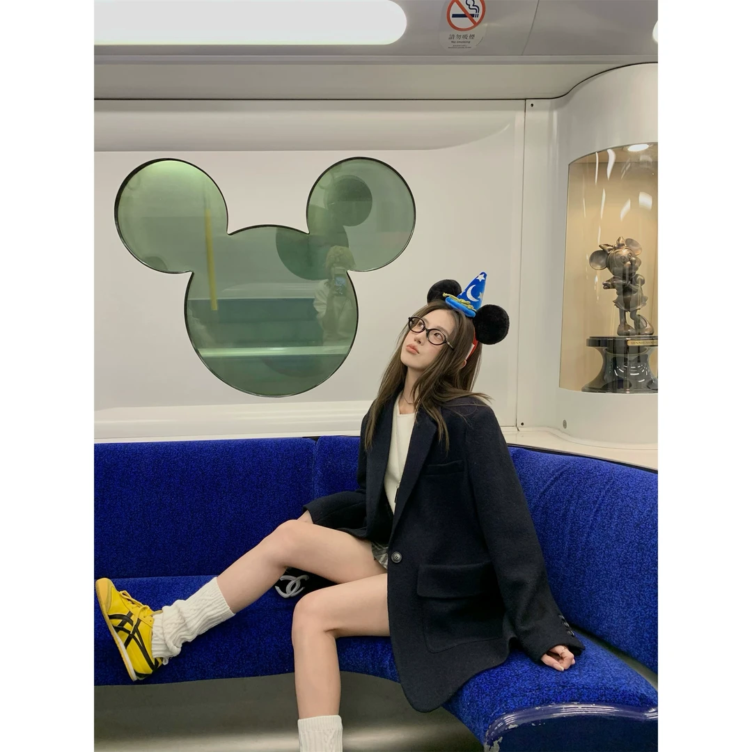 PP LAND 英伦往事 翻领休闲单面尼羊毛休闲简约宽松廓形西装外套