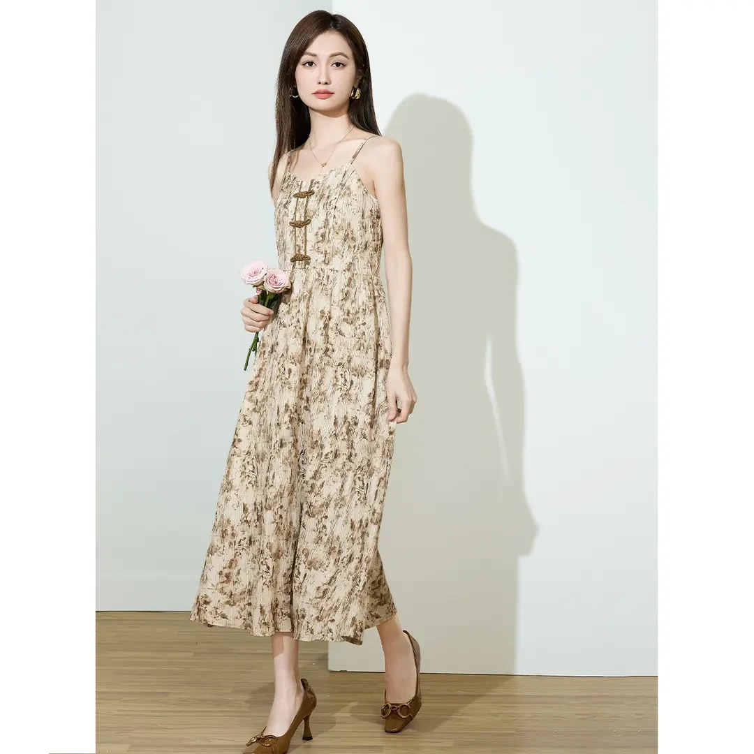【品牌专柜】新中式连衣裙女新款国风吊带裙内搭显瘦气质百搭长裙