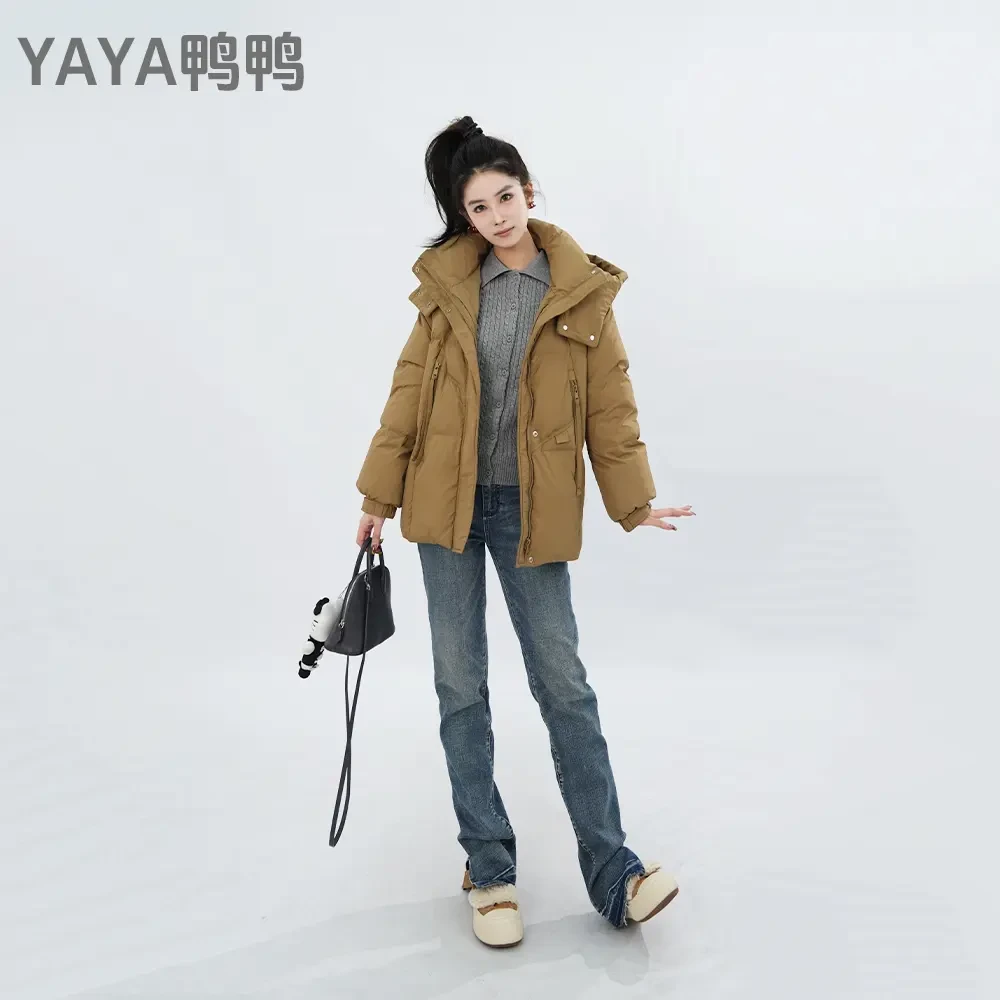 YAYA/鸭鸭羽绒服女款2024冬新款时尚休闲保暖外套女YE4B605772H