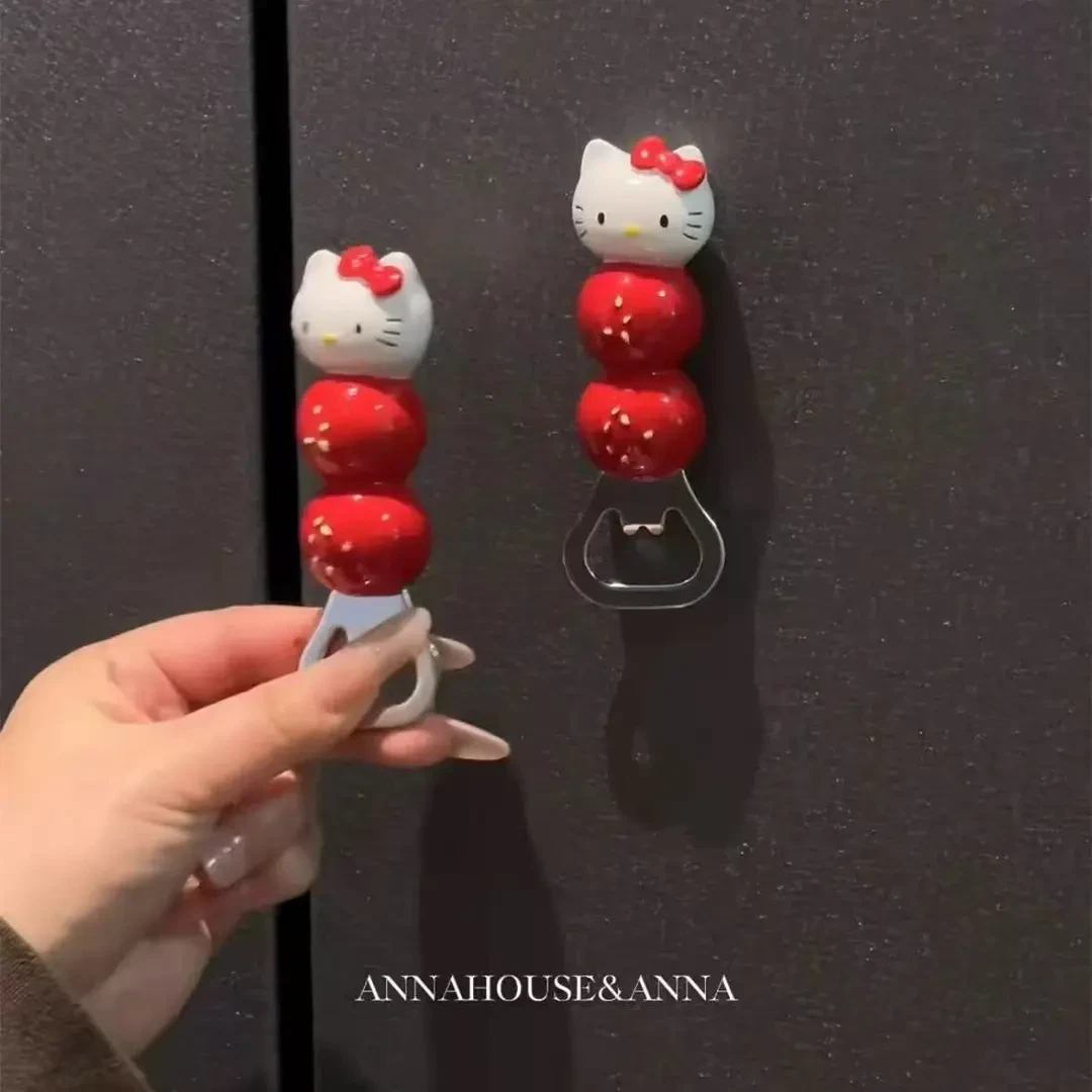创意可爱磁吸开瓶器冰箱贴家用冰箱立体kt猫糖葫芦装饰高颜值起子