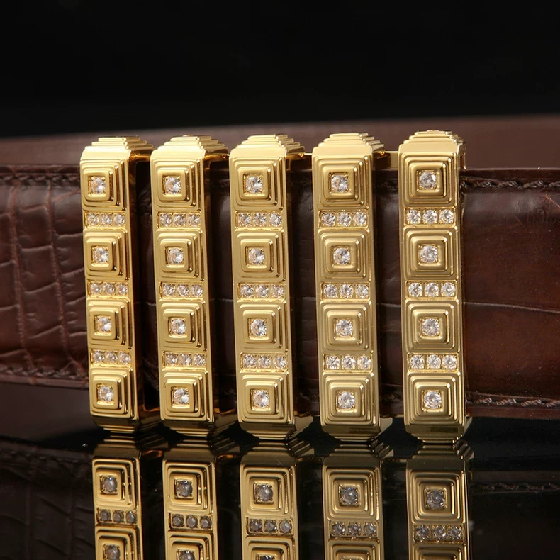 新款史蒂芬豹头鹰头男鳄鱼皮腰带商务正装男款皮带算盘子裤带1049