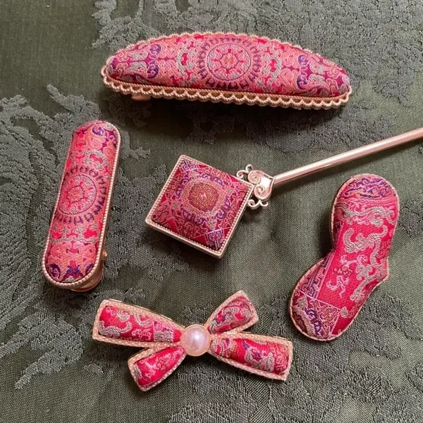 非遗宋锦手工国风发夹复古气质百搭头饰