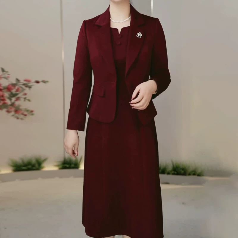 连衣裙2025新款女春秋五月两件套喜婆婆婚宴装妈妈礼服重要场合一