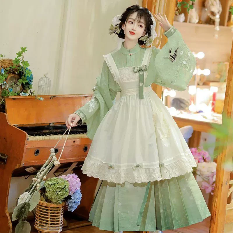 原创汉服【花织燕语】汉洋折衷明制琵琶袖中国风立领套装2025春秋