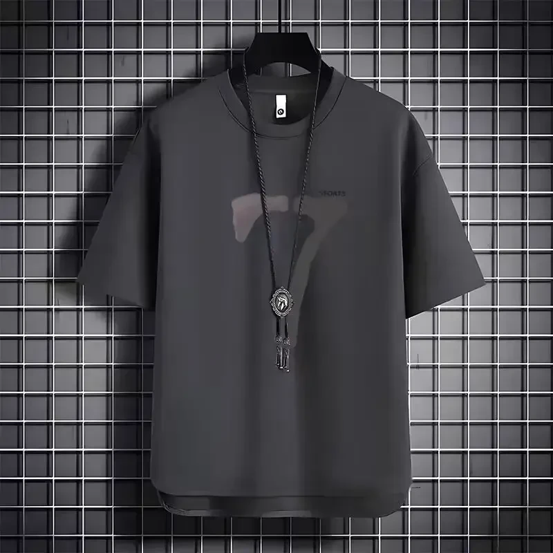 仓石一树冰丝幸运数字7圆领短袖T恤男士夏季新款运动休闲百搭上衣