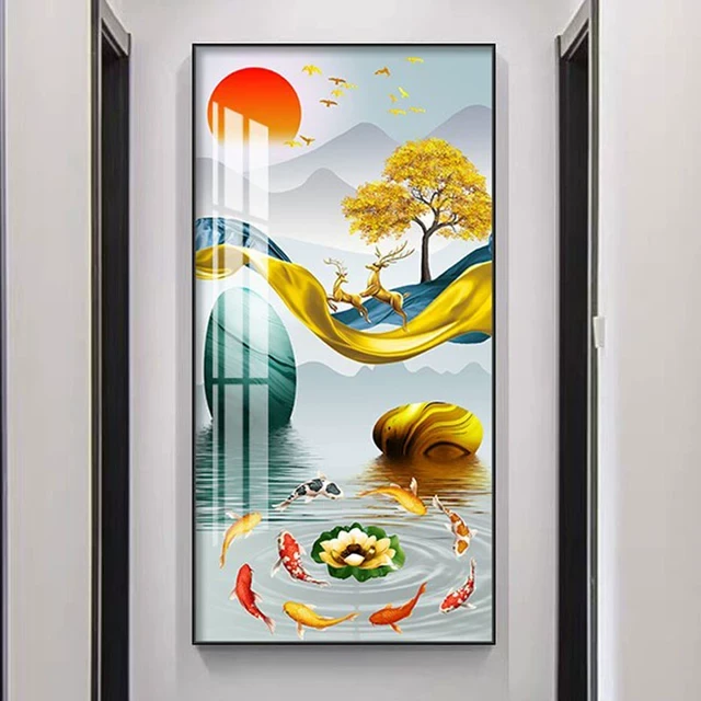 网红大爱客厅入户门玄关走廊过道墙壁装饰画晶瓷镶钻石挂画新款