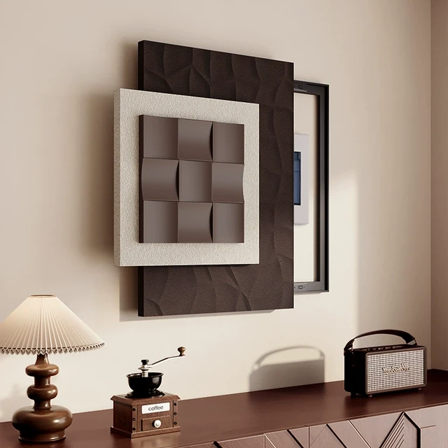 法式中古电表箱装饰画2025新款胡桃木立体配电箱电闸盒遮挡壁挂画