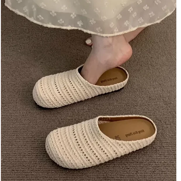 波西米亚包勃肯头半拖鞋女外穿2025新款夏季一脚蹬厚底蹬凉拖单鞋