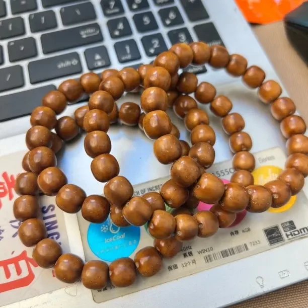 紫金鼠短轴半实心老型黄皮手串文玩菩提