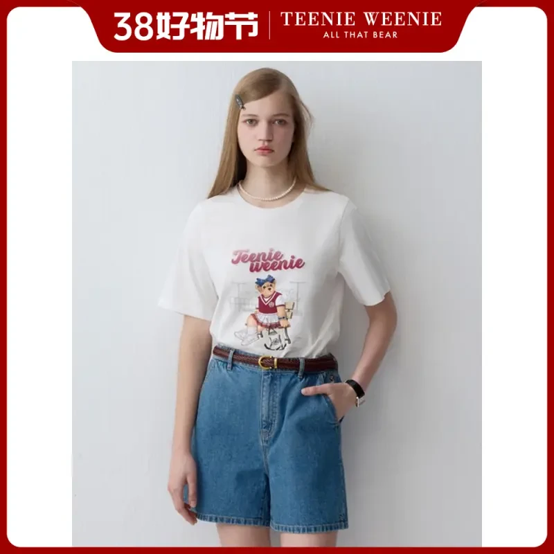 TeenieWeenie小熊24美式复古运动大熊图案短袖T恤女装TTRA242505P
