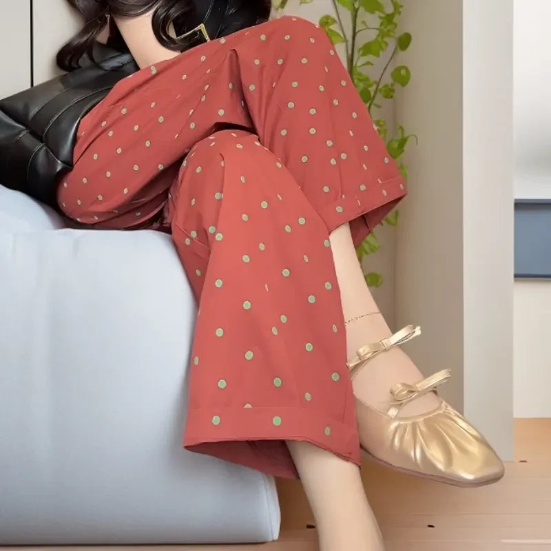 2025升级版冰感棉超薄治愈系显瘦版型波点原创设计直筒裤防晒速干