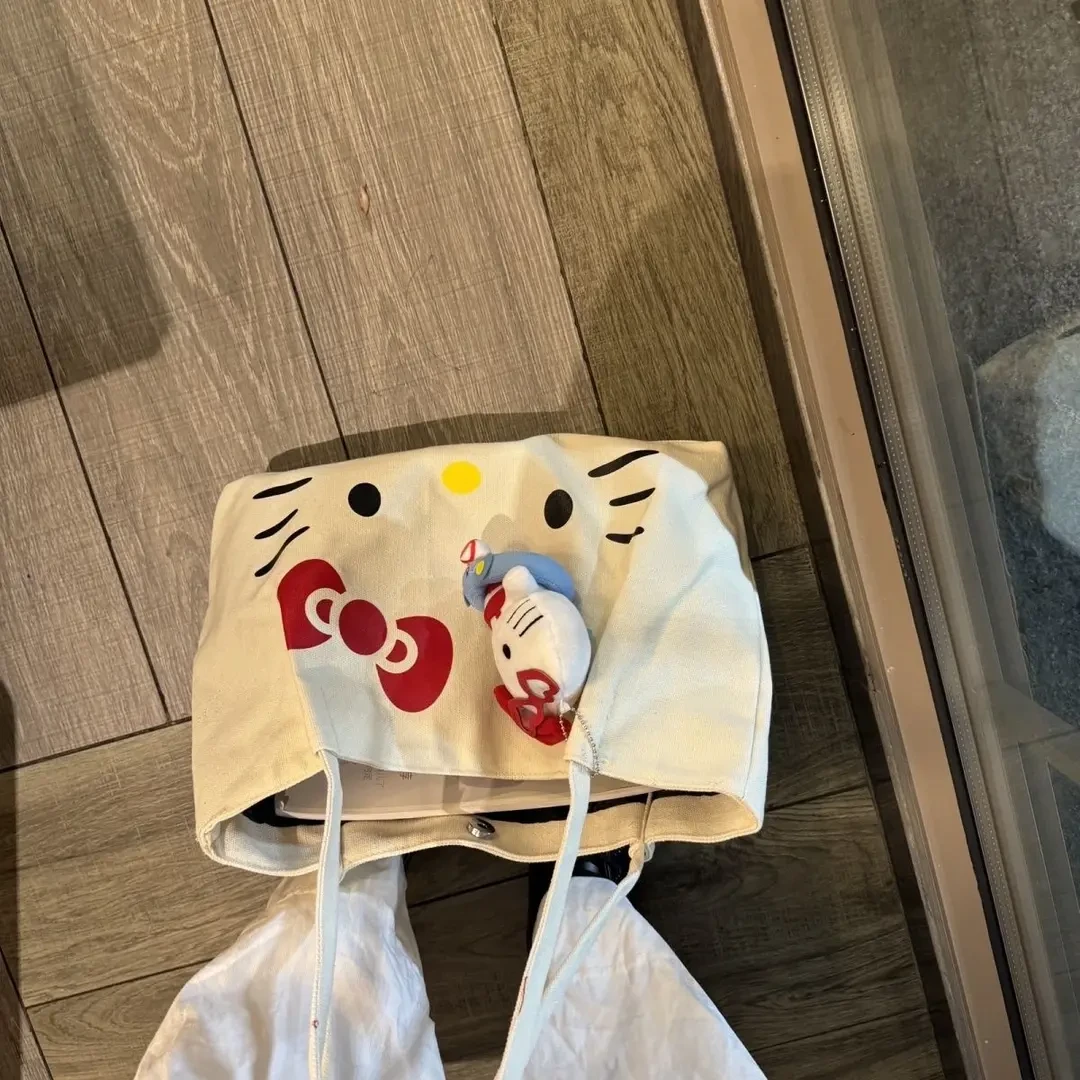 HelloKitty凯蒂猫帆布托特包手提单肩通勤大容量学生女2025新款m