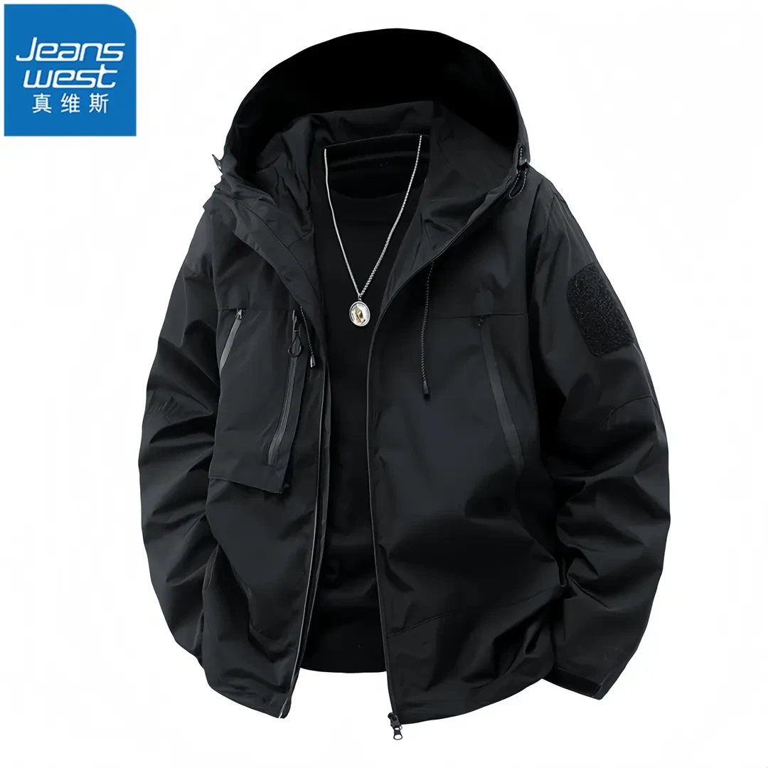 真维斯Jeanswest休闲简约春秋季工装夹克男时尚百搭潮流连帽外套