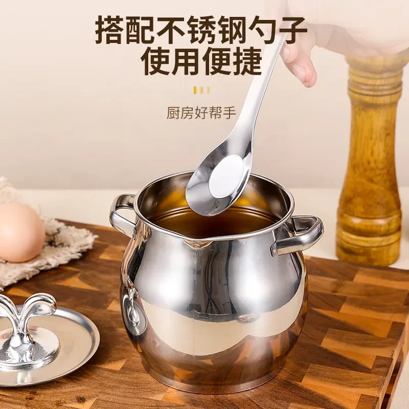 【到手4件套】带滤网猪油桶猪油罐双耳猪油锅不锈钢耐高温大容量