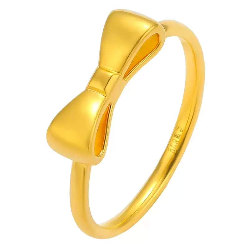 足金999 在逃公主蝴蝶结戒指 17号