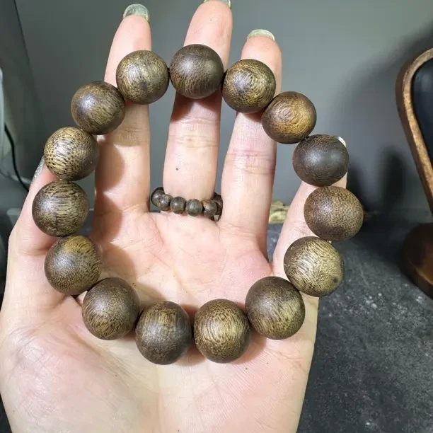 沉香油叶子 圆珠单圈 15mm 17克+  编码：XD250021