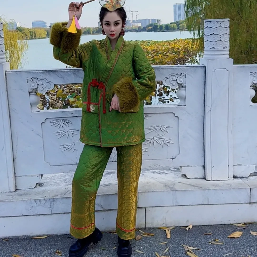 绚烂落霞风格三层夹棉加厚亮片可外穿家居服
