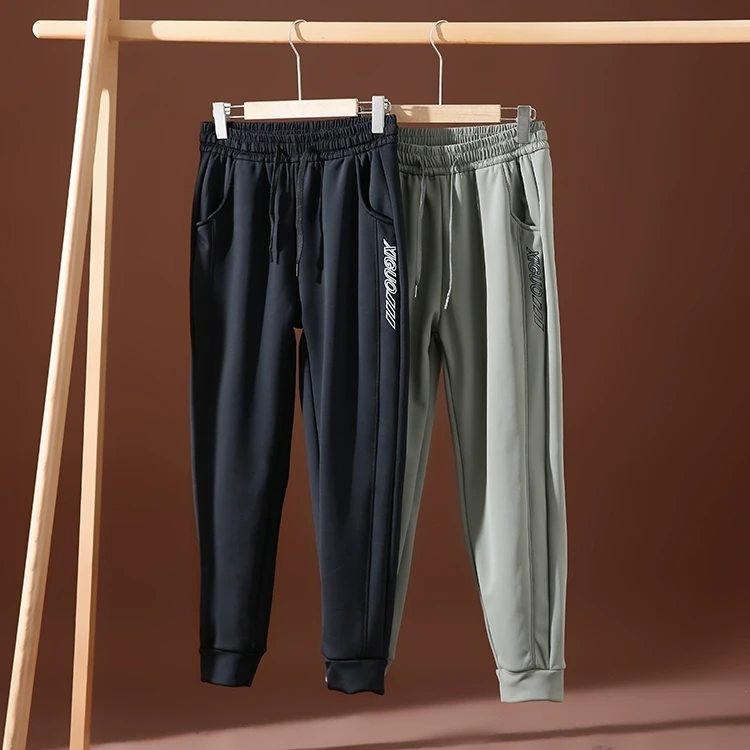 加绒加厚！黑金收口运动休闲卫裤情侣款字母跑步裤子男8820