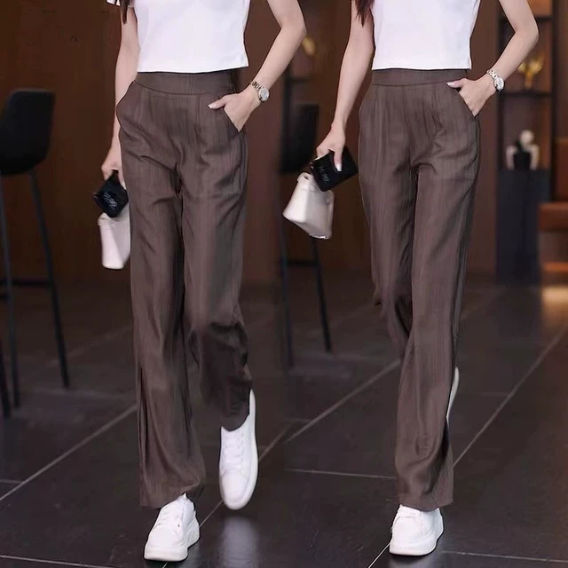 窄版阔腿裤女2025夏季新款高腰垂感宽松显瘦薄款休闲直筒裤子女潮