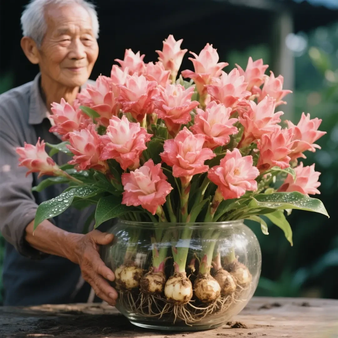 重瓣姜荷花水培浓香四季开花种球植物四季种植耐热新手好养花卉