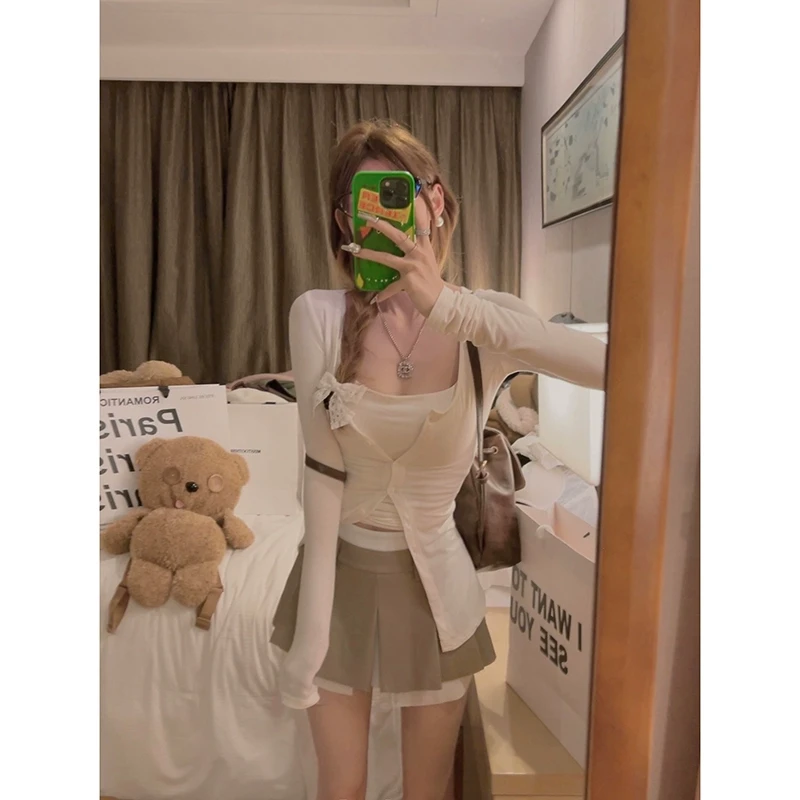 Yukiss直播 显胸吊带+防晒开衫两件套装 显瘦防晒套装A4217