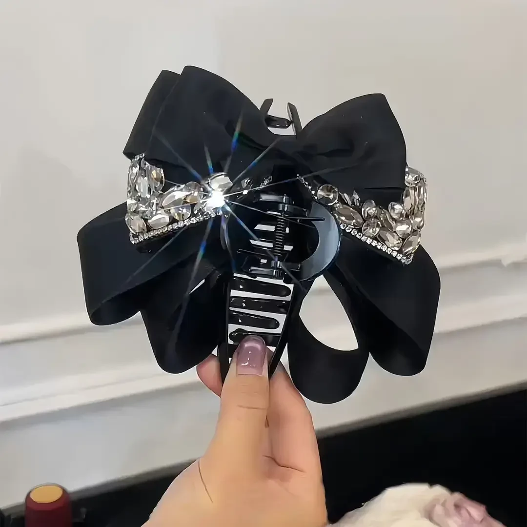轻奢高级感闪锆蝴蝶结小抓夹鲨鱼夹抓夹甜美时尚气质脑勺夹子发饰