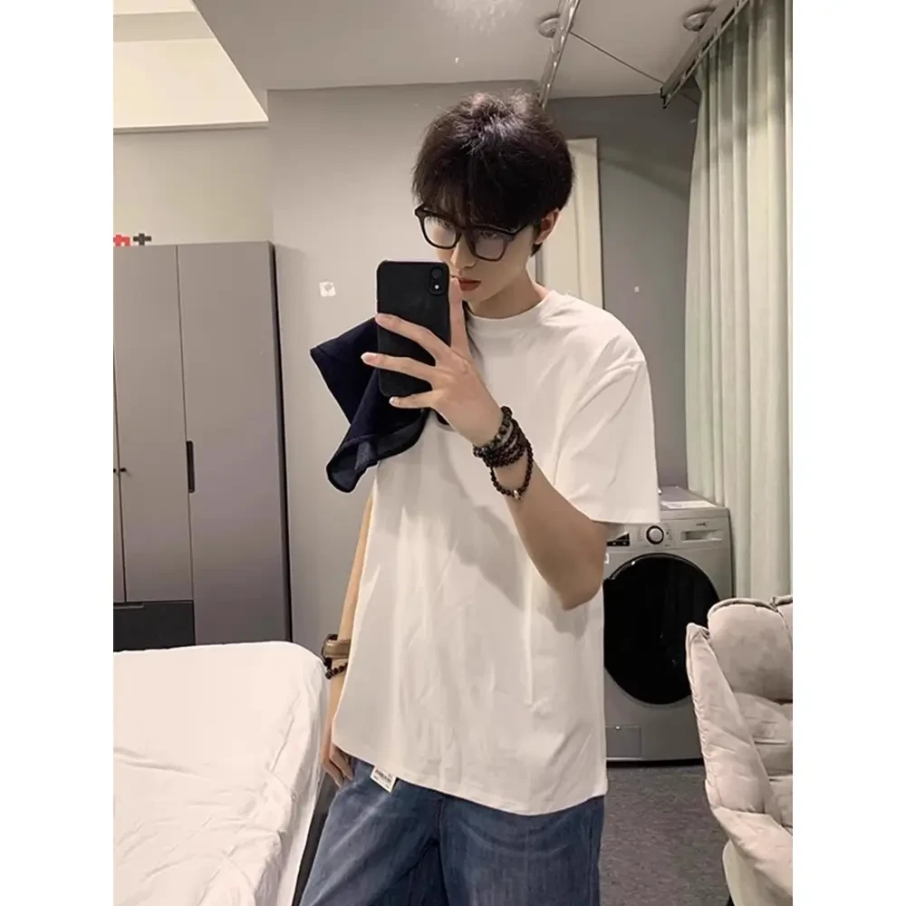 美式cleanfit纯棉重磅短袖T恤男春秋内搭半袖潮牌打底衫五分中袖