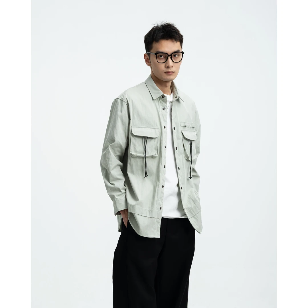 5TM丨Forge“解构”飘带多功能长袖机能复古风男士宽松休闲春秋衬衫