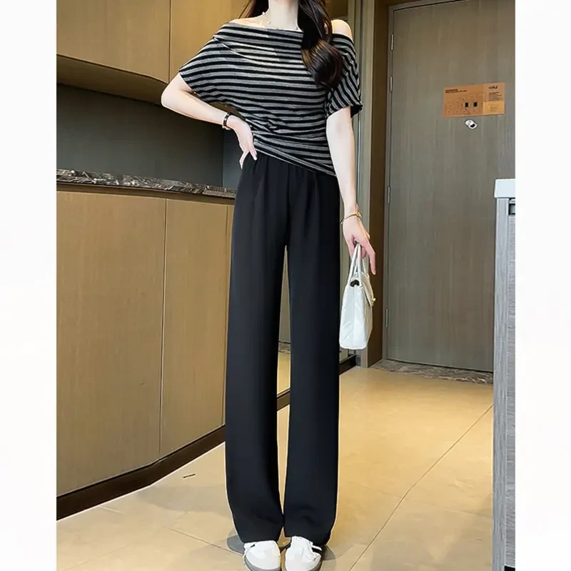 2025爆款凉凉裤女夏季白色冰丝防晒新款显瘦垂感通勤窄版直筒裤