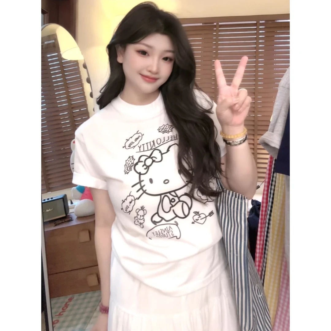 【幻想凯蒂】七七韩系新品夏季卡通学生小众短袖体恤005