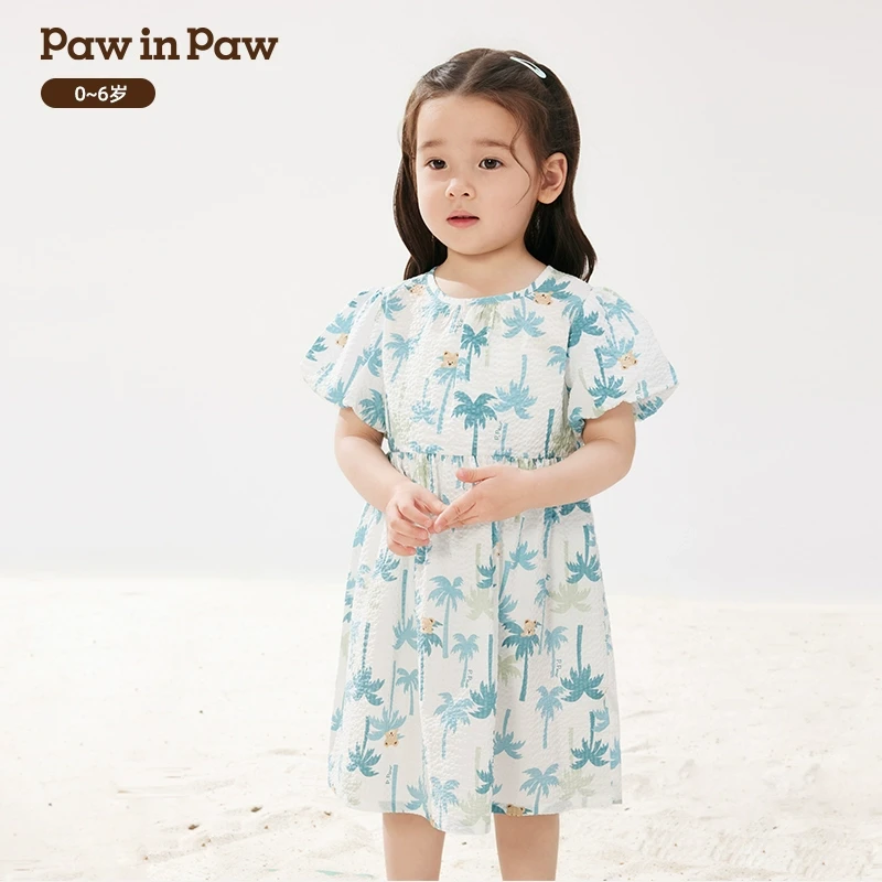 PawinPaw童装25年春夏新款女宝宝纯棉泡泡袖连衣裙PCOWF2684E