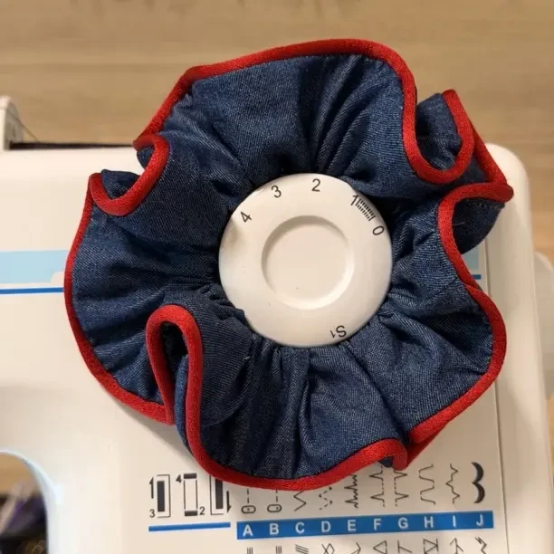 牛仔蓝花边大肠发圈女韩系甜美扎发发绳高级感头绳发饰新款