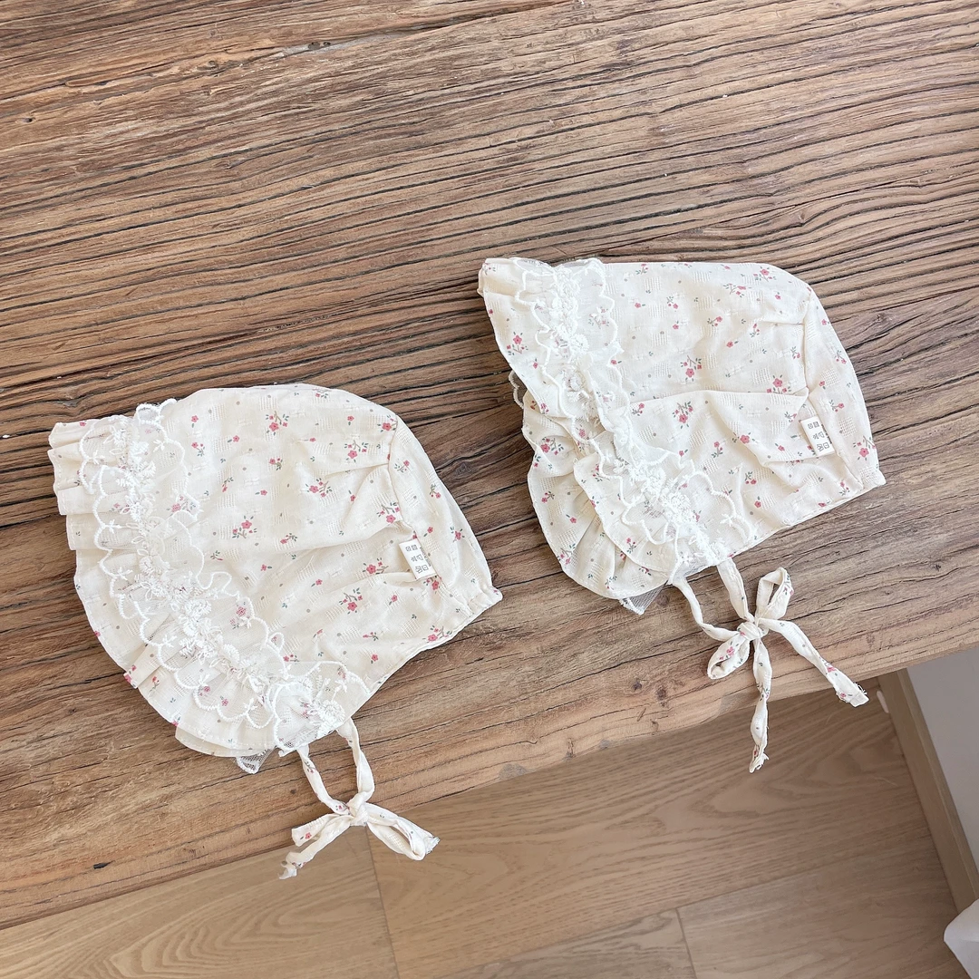 婴儿帽子儿春秋护耳帽男女宝宝小月龄胎帽棉质小碎花公主帽