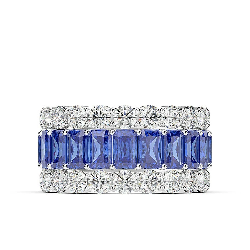 925银合成锆石戒指 R0923 时尚百搭满钻镶嵌白色宽版孤品排戒