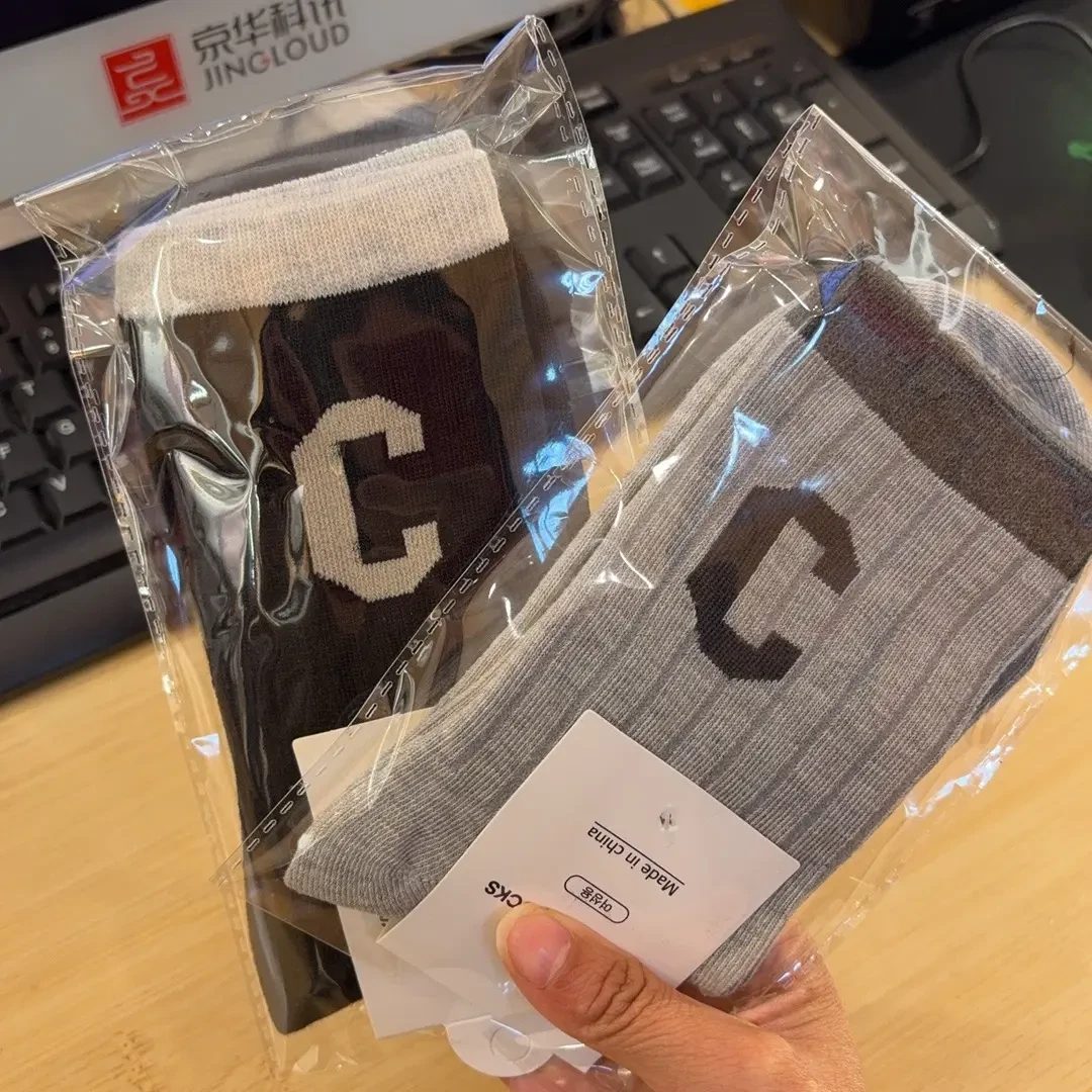 秋冬款女士可爱卡通点子纱中筒长袜