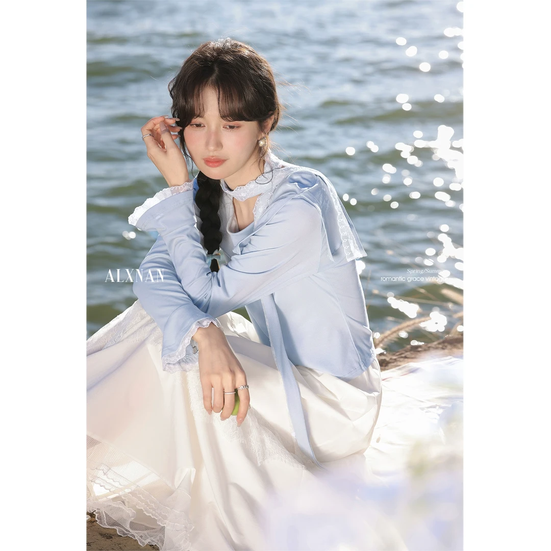 528期鹿向南「赫本序曲」百搭打底t恤女显瘦长袖上衣L52863