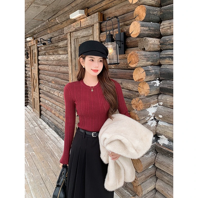 林关关 三色可选 秋冬纯色木耳边毛针织衫53915