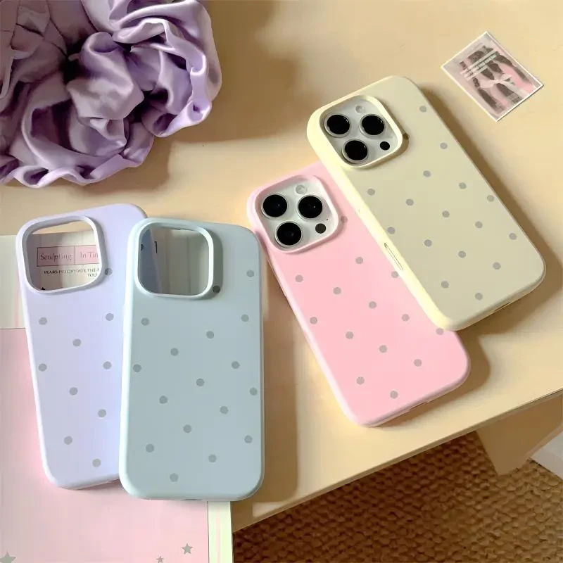 简约液态硅胶波点iPhone14/13适用苹果16/15promax手机壳防摔全包