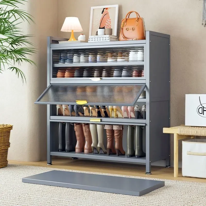 家用钢制鞋柜入户鞋架进门口落地多层防尘鞋架简易大容量收纳鞋柜