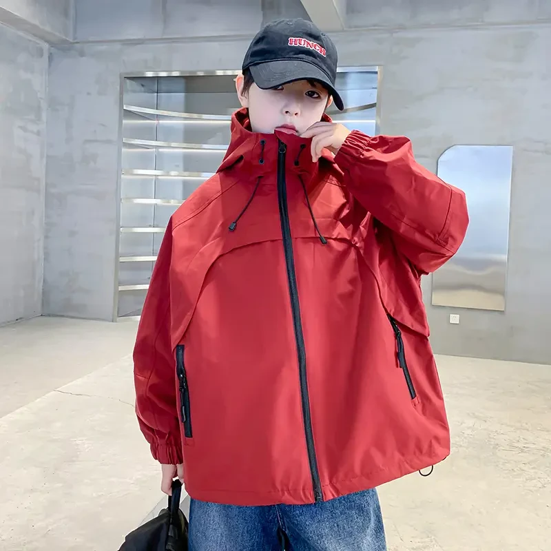 男童风衣外套春秋款8-15岁潮款中大童秋装冲锋衣儿童男孩帅气休闲