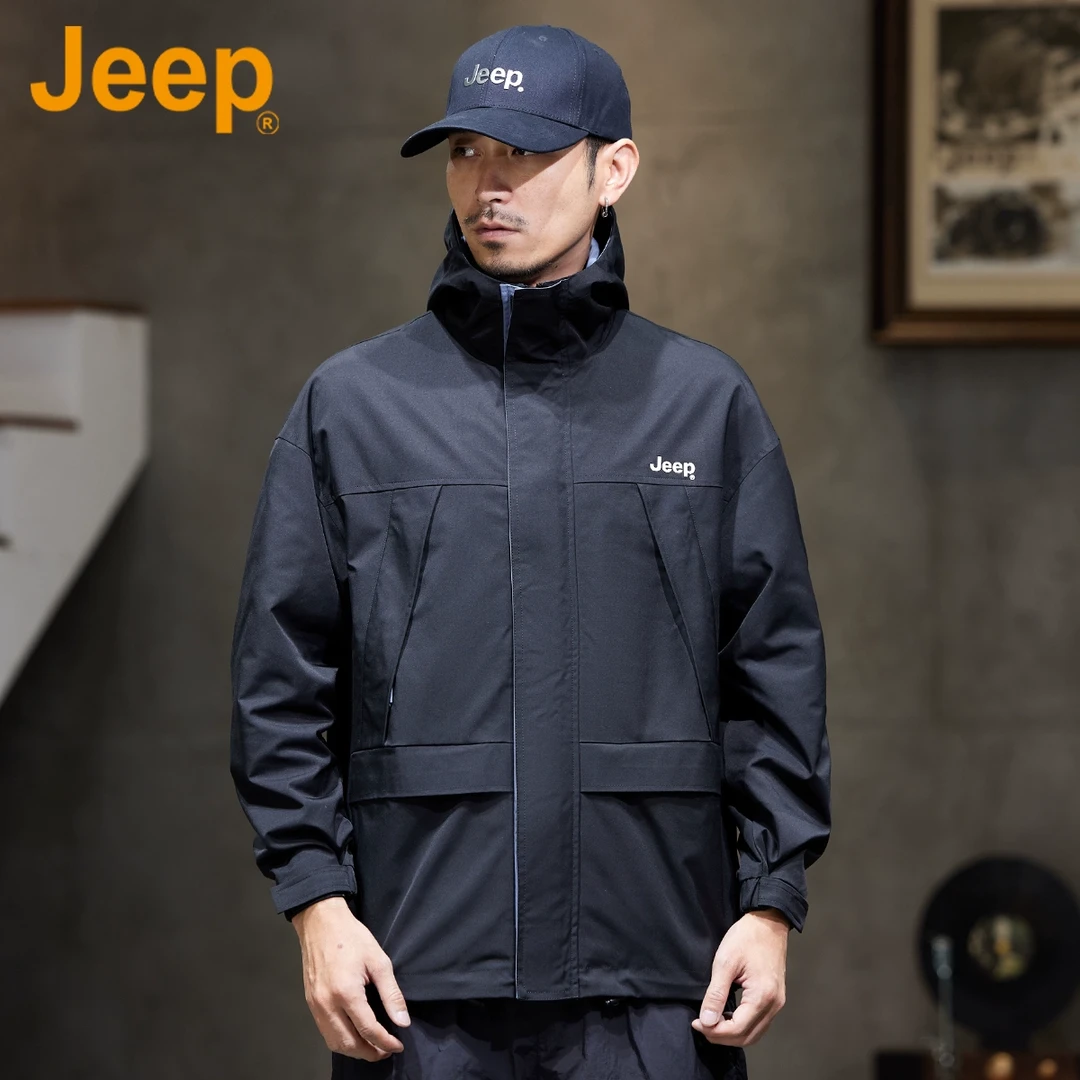 JEEP吉普三合一冲锋衣男士春秋款户外防风登山服2025新款冲锋外套