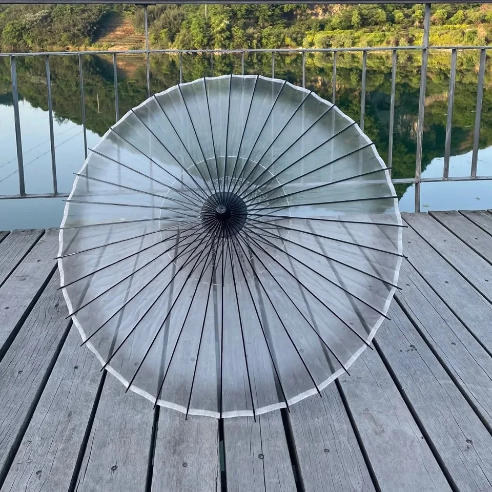 真丝伞渐变灰拍式风古风婚纱摄影旅拍工艺中式长柄汉服舞蹈道具伞