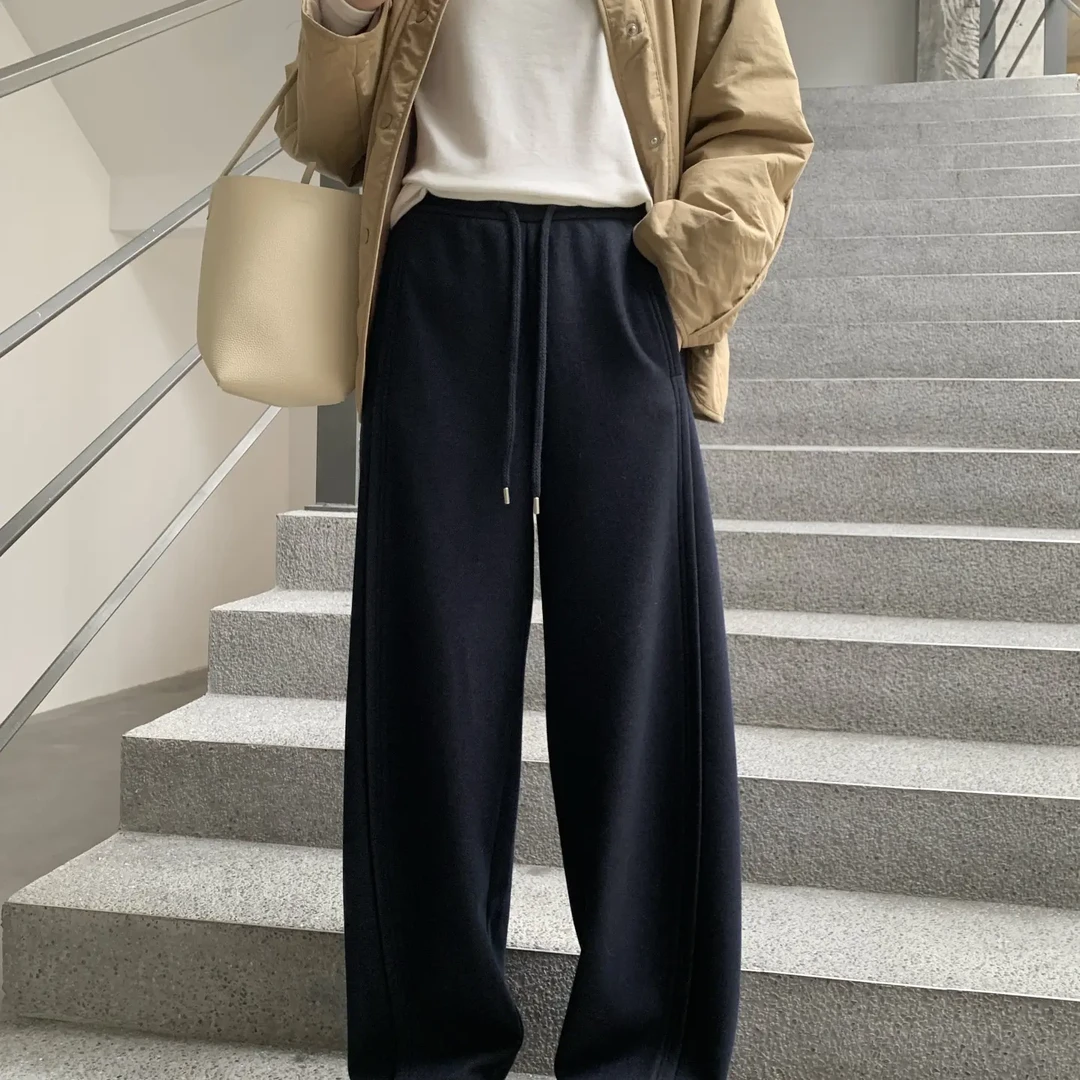 「UM•牛仔镰刀裤」冬季新款加绒加厚醋酸羊毛牛仔镰刀裤