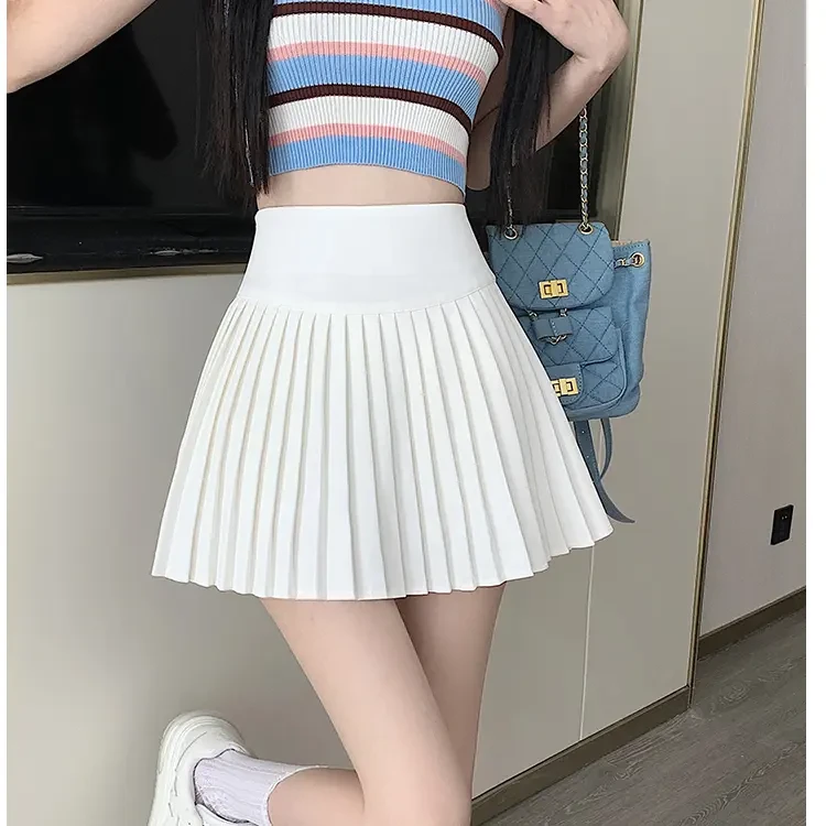 西装半身裙女2025夏季新款高腰百搭百褶裙学院风短裙防走光裙子