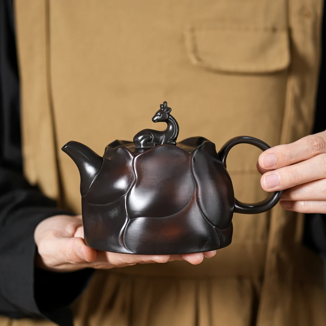 紫陶一路有你壶大容量家用中式全纯手工茶壶复古大号陶瓷紫砂壶