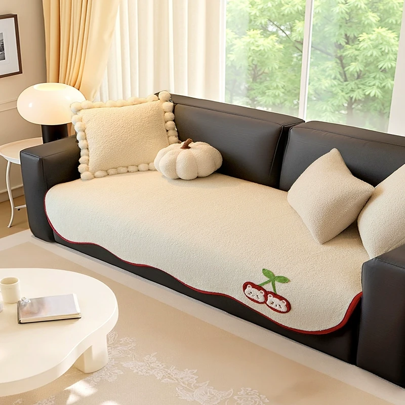 四季通用高级感泰迪绒卡通沙发垫盖布巾坐垫加厚防猫抓沙发套罩